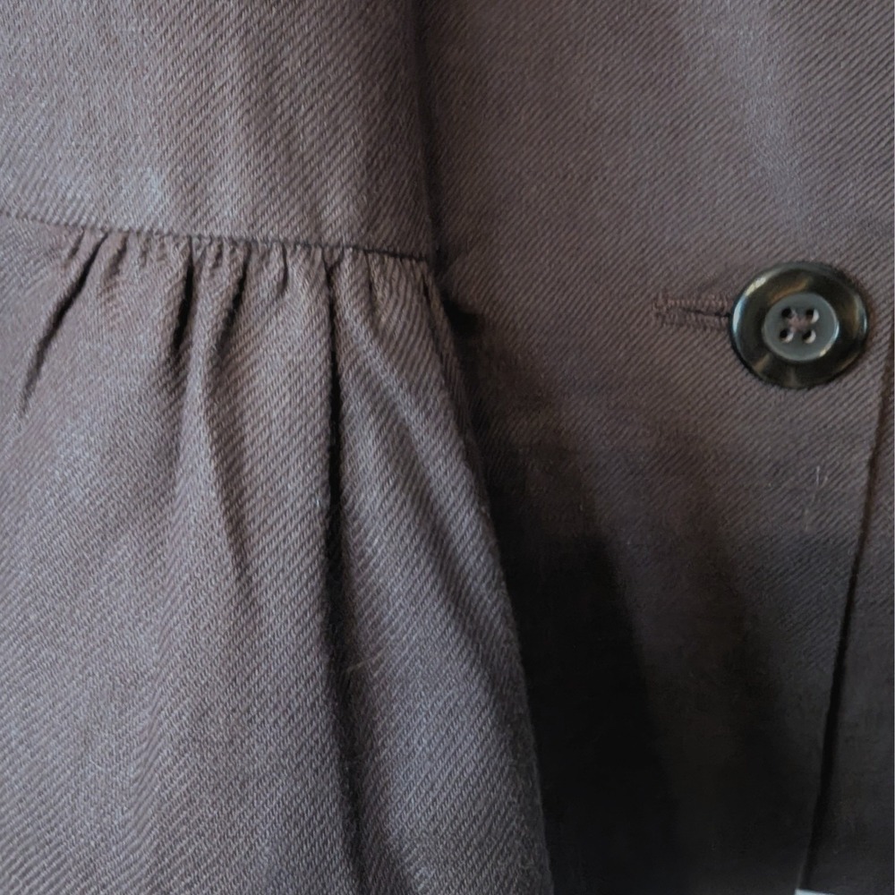 10 Women 100% Linen Cropped Peplum Brown Classic Jacket Lagenlook Artsy Capsule - Picture 5 of 6